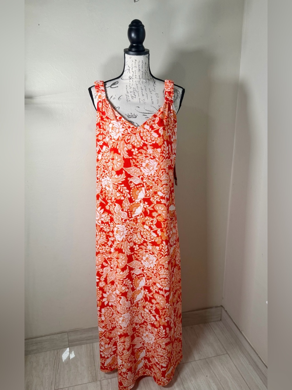 MSK Red and White Floral Maxi Dress